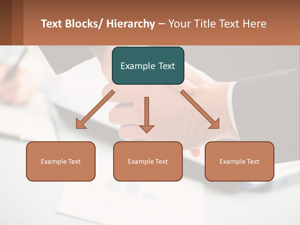 Two People Shaking Hands Over A Laptop Computer PowerPoint Template