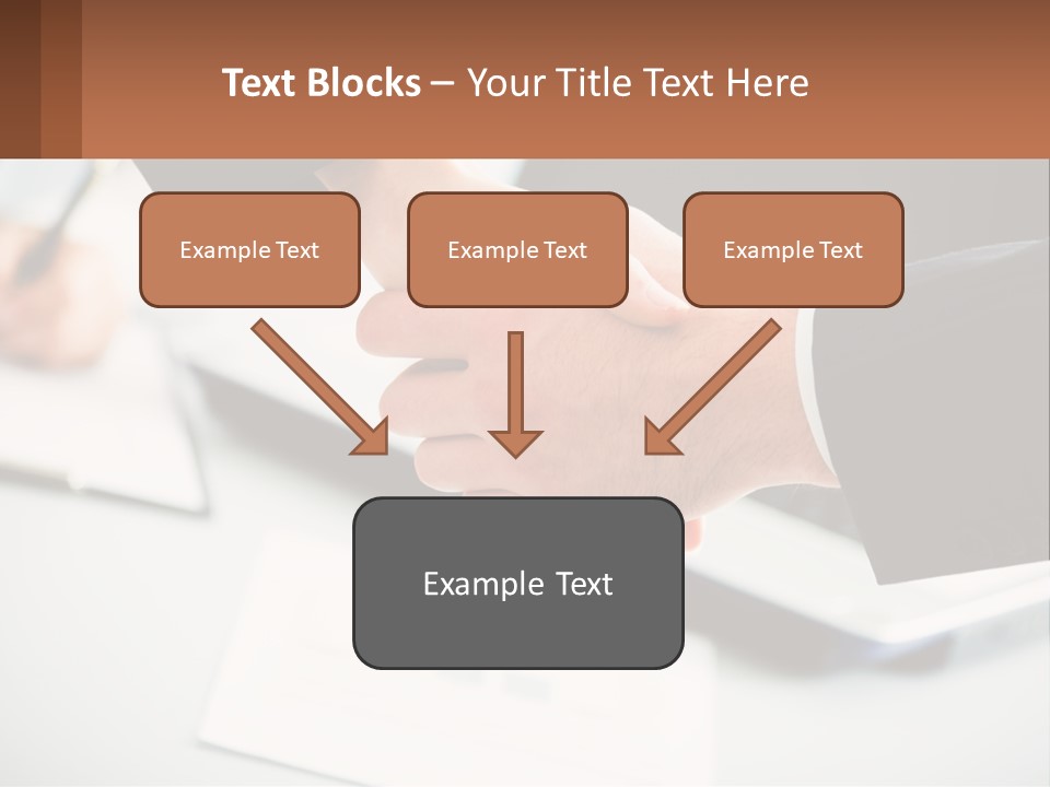 Two People Shaking Hands Over A Laptop Computer PowerPoint Template
