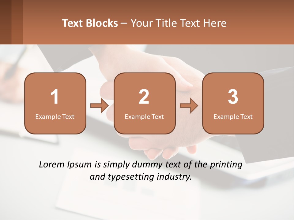 Two People Shaking Hands Over A Laptop Computer PowerPoint Template