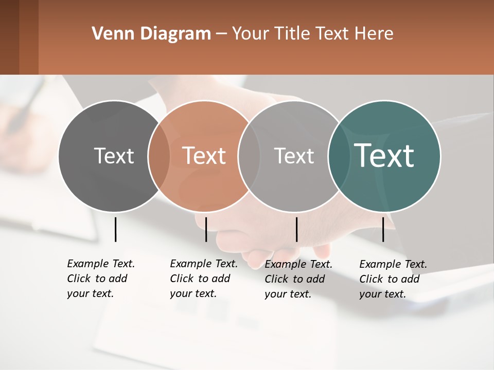 Two People Shaking Hands Over A Laptop Computer PowerPoint Template
