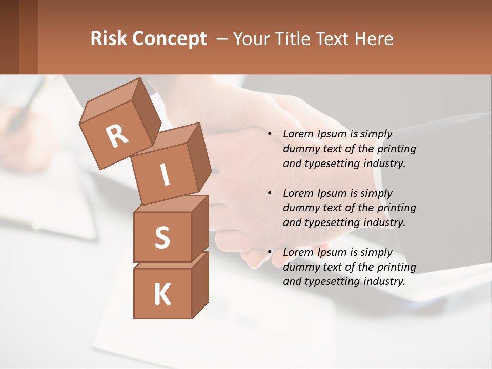 Two People Shaking Hands Over A Laptop Computer PowerPoint Template