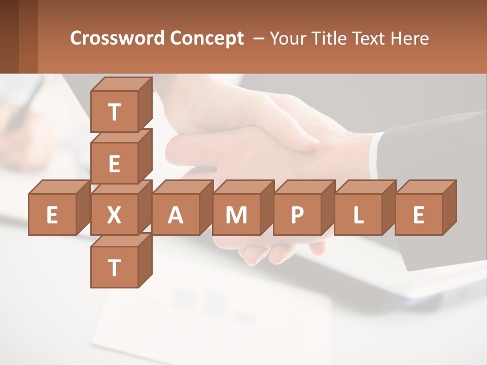 Two People Shaking Hands Over A Laptop Computer PowerPoint Template