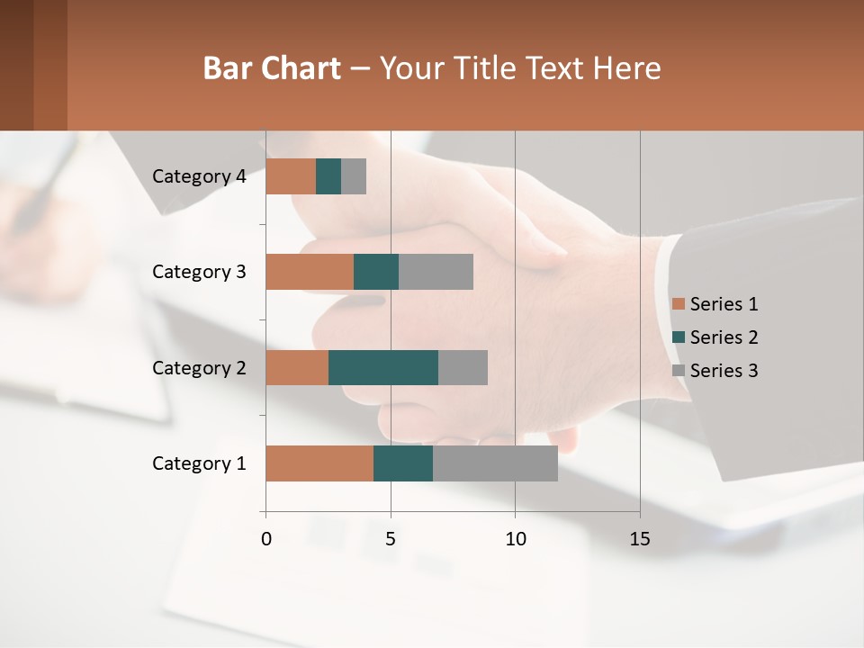 Two People Shaking Hands Over A Laptop Computer PowerPoint Template