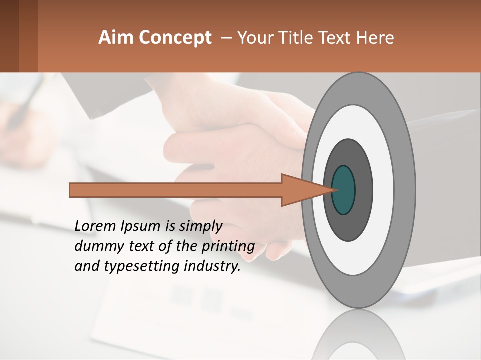 Two People Shaking Hands Over A Laptop Computer PowerPoint Template