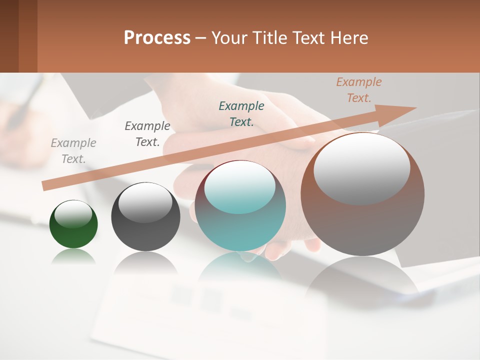 Two People Shaking Hands Over A Laptop Computer PowerPoint Template