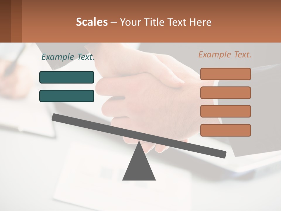 Two People Shaking Hands Over A Laptop Computer PowerPoint Template
