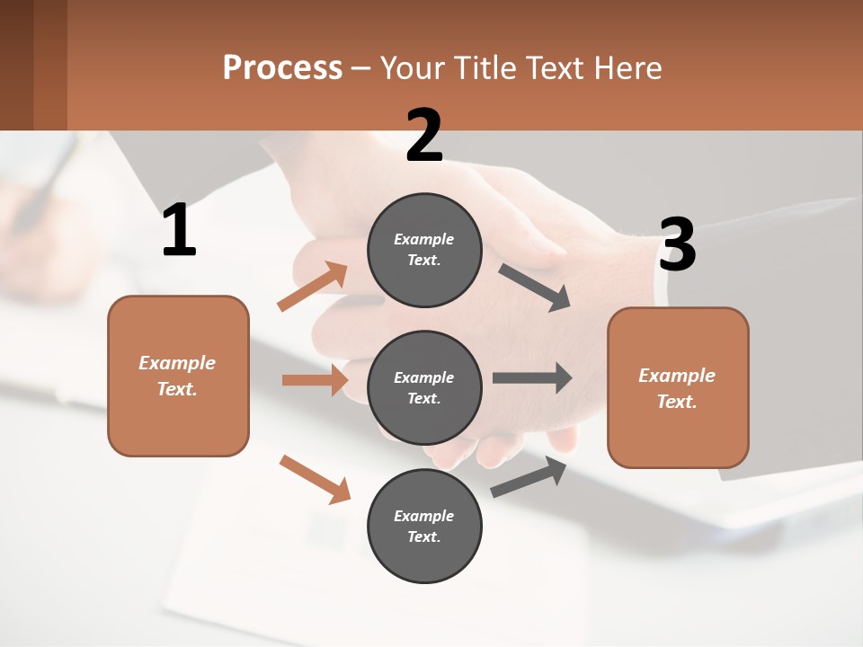 Two People Shaking Hands Over A Laptop Computer PowerPoint Template