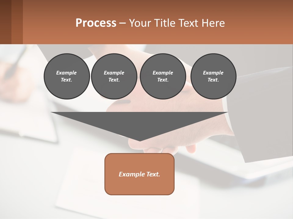 Two People Shaking Hands Over A Laptop Computer PowerPoint Template