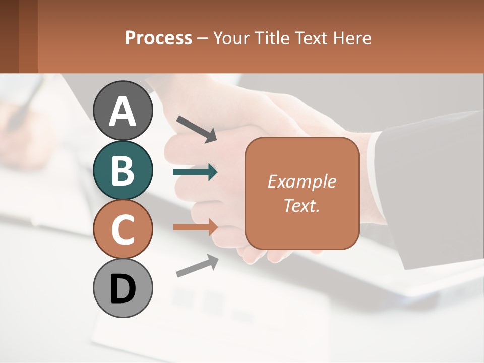 Two People Shaking Hands Over A Laptop Computer PowerPoint Template