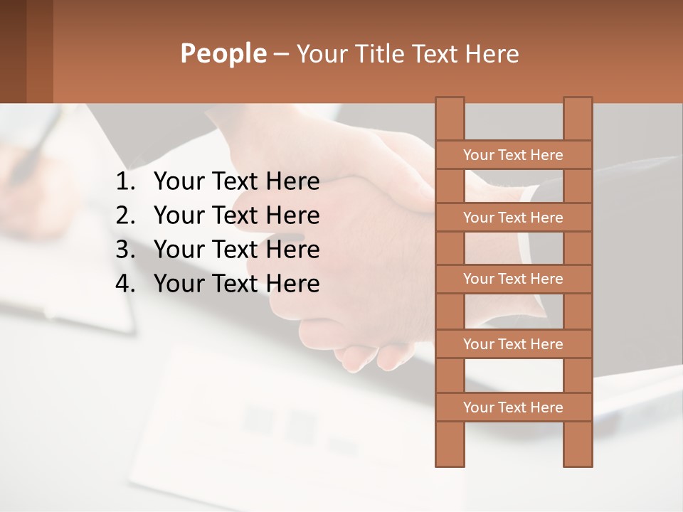 Two People Shaking Hands Over A Laptop Computer PowerPoint Template