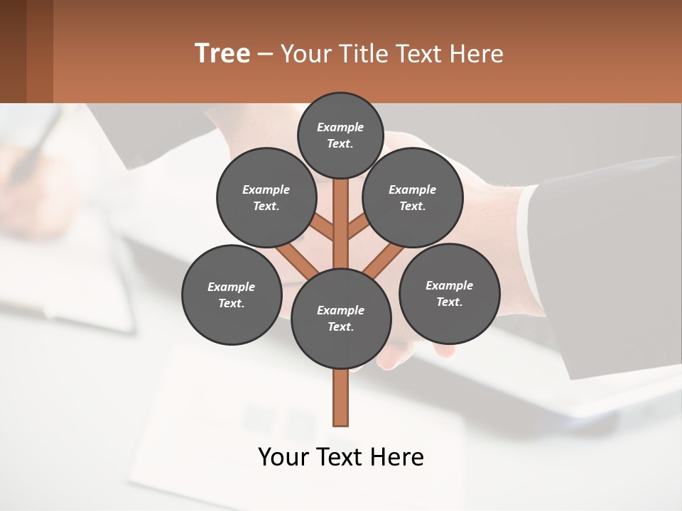 Two People Shaking Hands Over A Laptop Computer PowerPoint Template