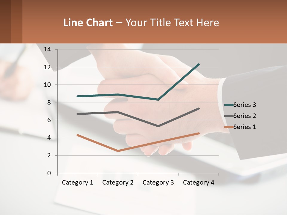 Two People Shaking Hands Over A Laptop Computer PowerPoint Template
