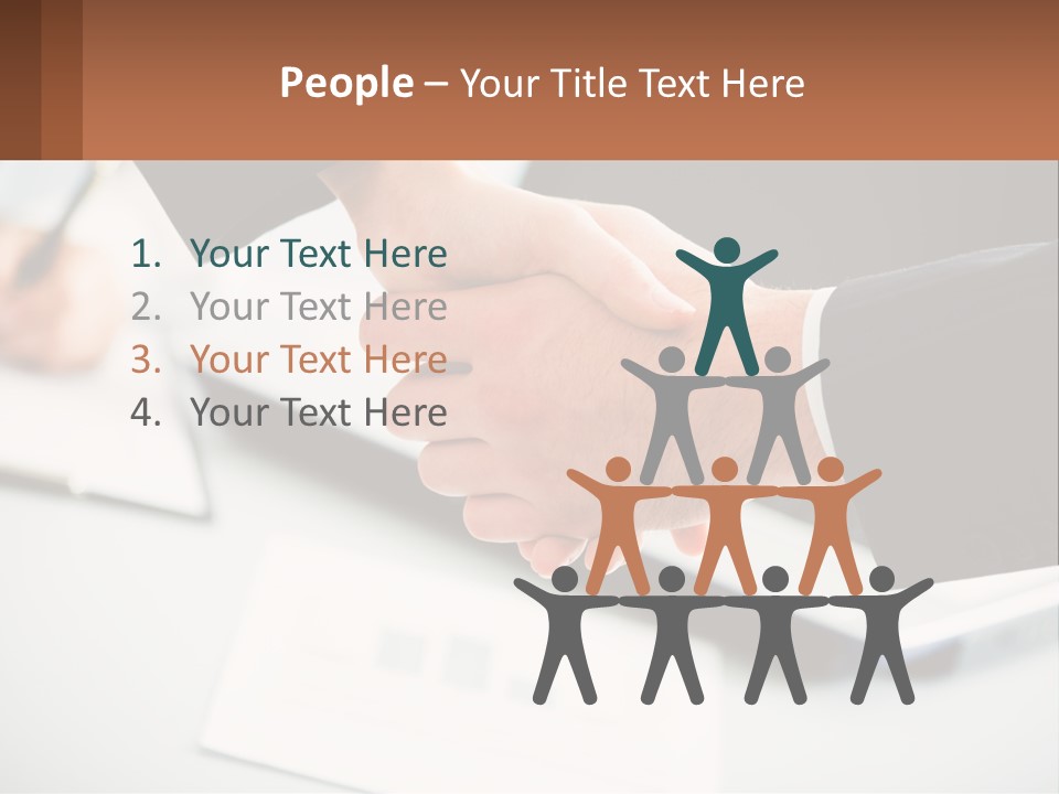 Two People Shaking Hands Over A Laptop Computer PowerPoint Template