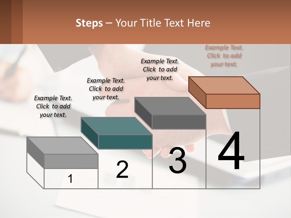 Two People Shaking Hands Over A Laptop Computer PowerPoint Template
