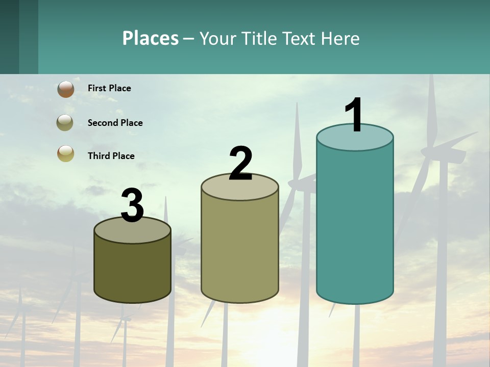 A Group Of Windmills With The Sun Setting In The Background PowerPoint Template