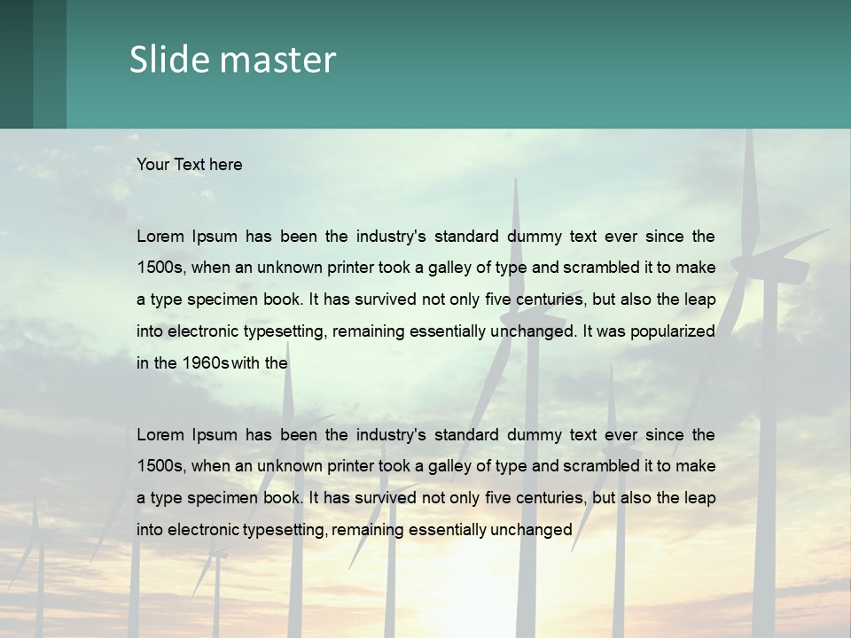 A Group Of Windmills With The Sun Setting In The Background PowerPoint Template