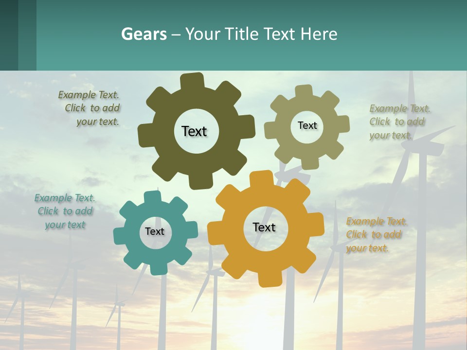 A Group Of Windmills With The Sun Setting In The Background PowerPoint Template