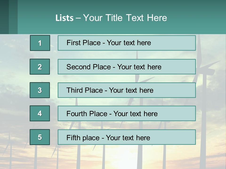 A Group Of Windmills With The Sun Setting In The Background PowerPoint Template