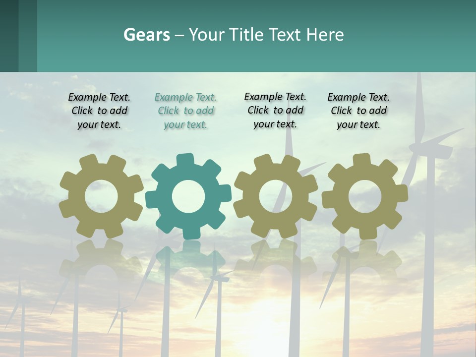 A Group Of Windmills With The Sun Setting In The Background PowerPoint Template