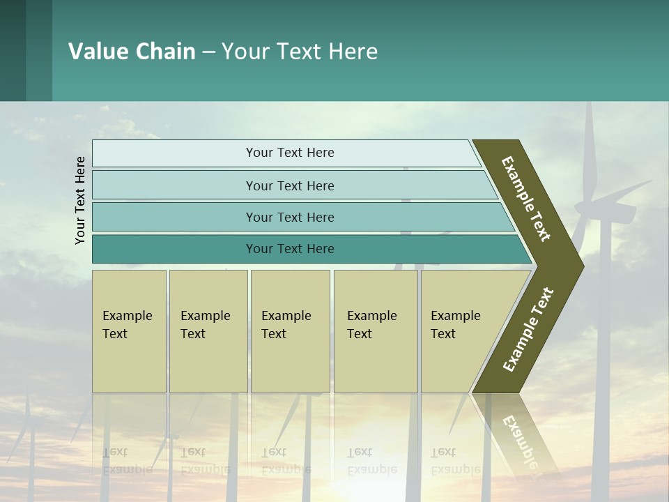 A Group Of Windmills With The Sun Setting In The Background PowerPoint Template