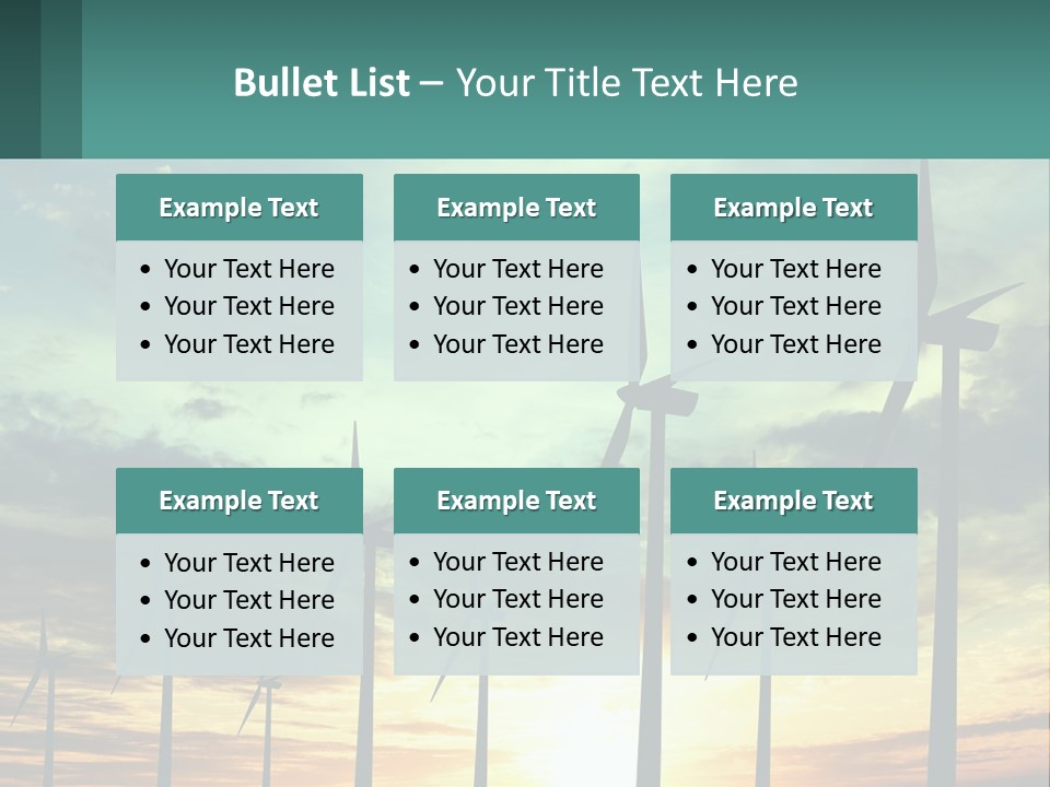A Group Of Windmills With The Sun Setting In The Background PowerPoint Template