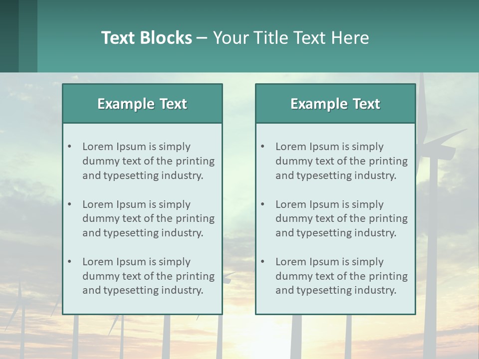 A Group Of Windmills With The Sun Setting In The Background PowerPoint Template