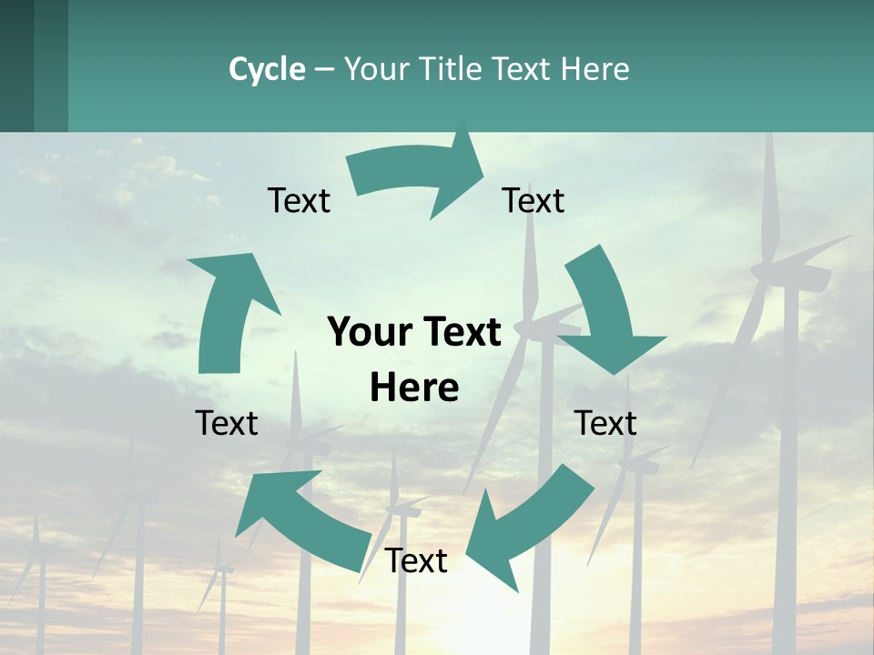A Group Of Windmills With The Sun Setting In The Background PowerPoint Template