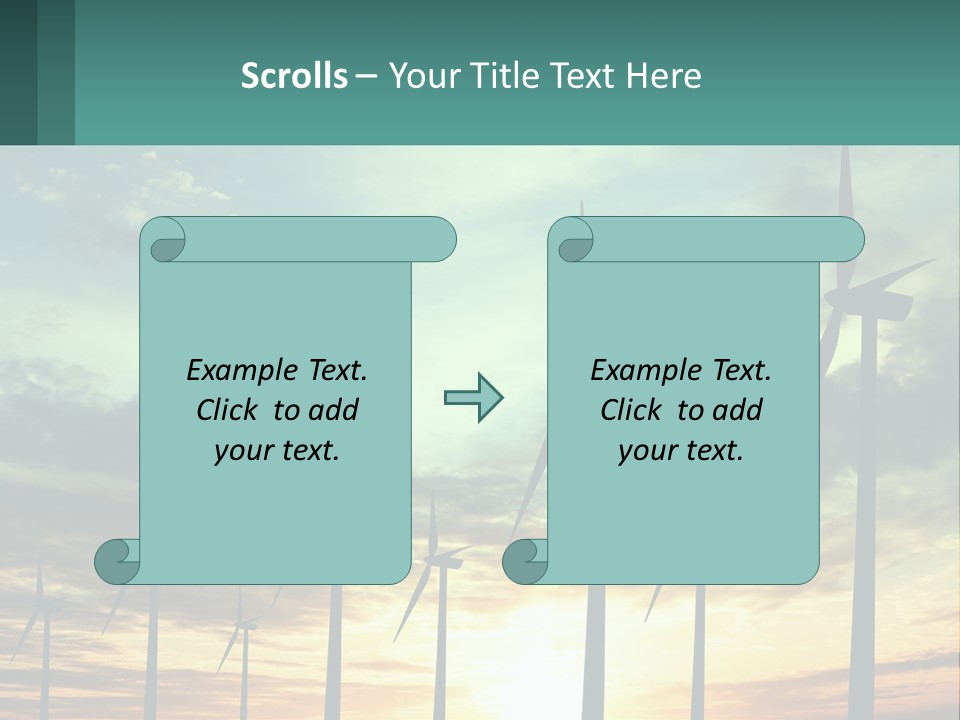 A Group Of Windmills With The Sun Setting In The Background PowerPoint Template