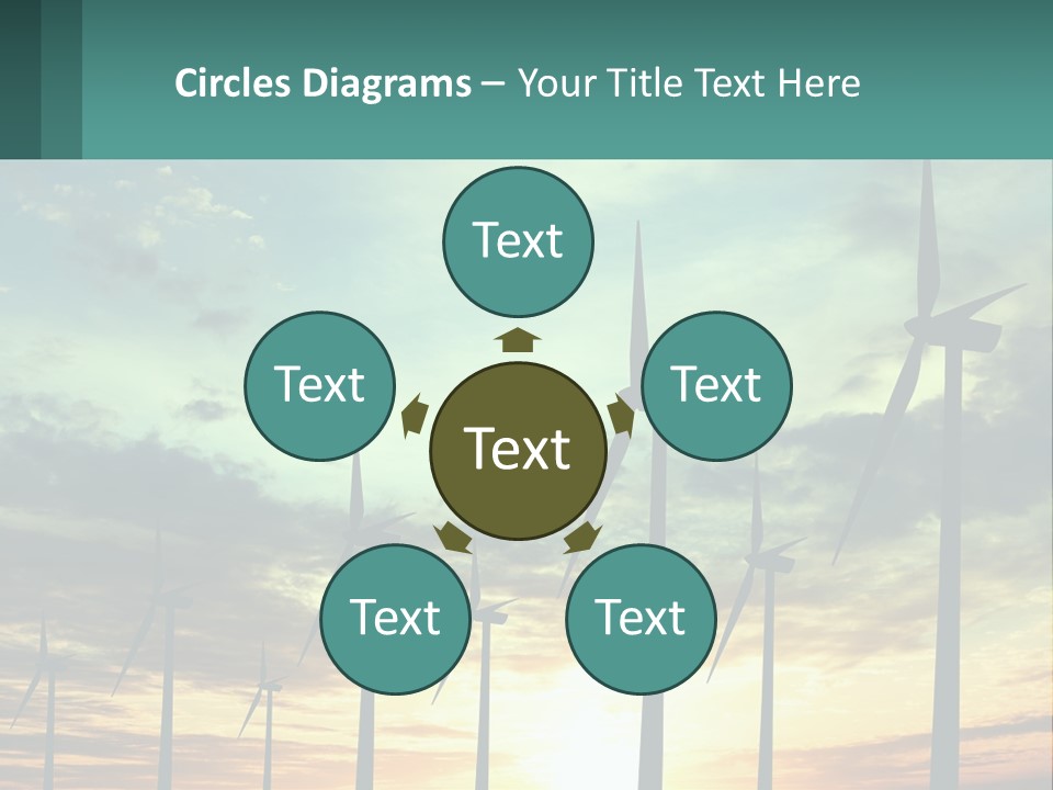 A Group Of Windmills With The Sun Setting In The Background PowerPoint Template