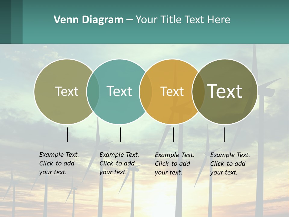 A Group Of Windmills With The Sun Setting In The Background PowerPoint Template