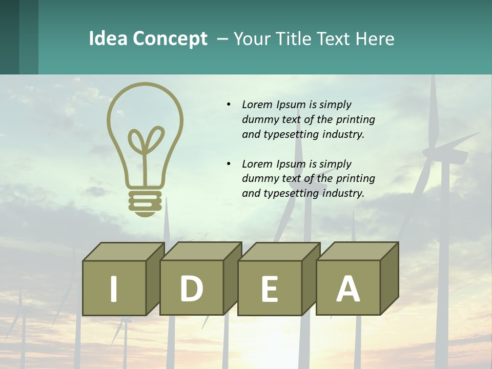 A Group Of Windmills With The Sun Setting In The Background PowerPoint Template