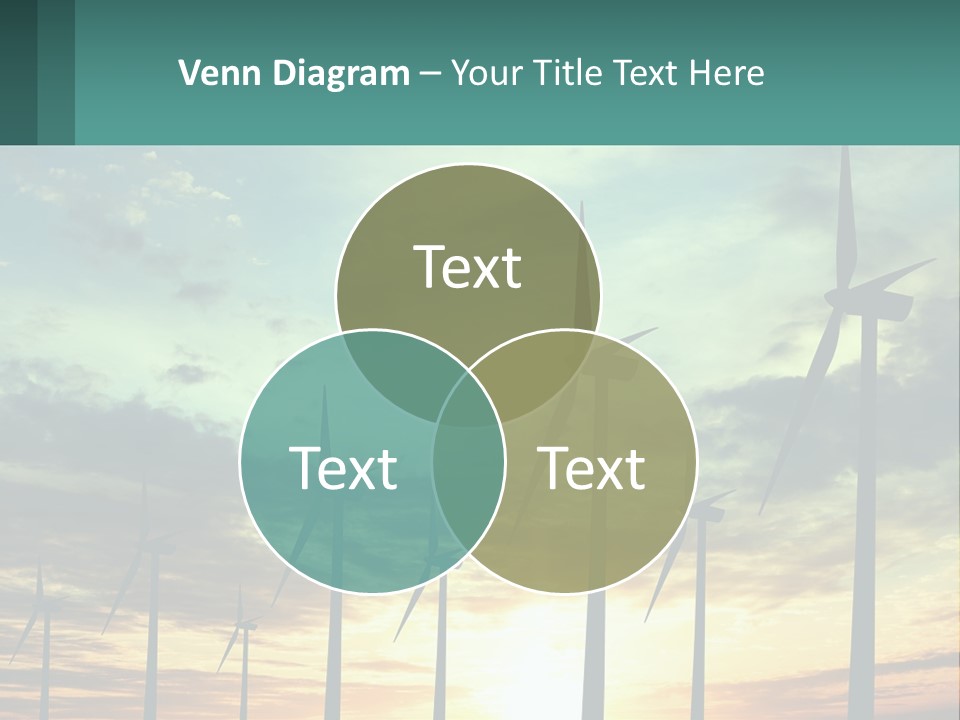 A Group Of Windmills With The Sun Setting In The Background PowerPoint Template