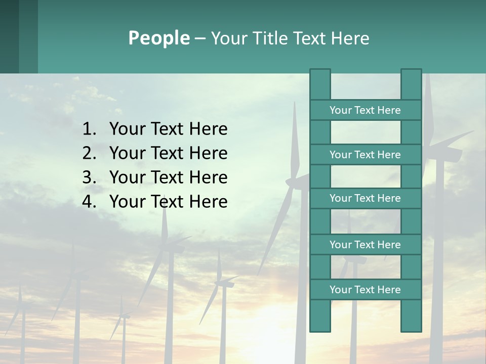 A Group Of Windmills With The Sun Setting In The Background PowerPoint Template