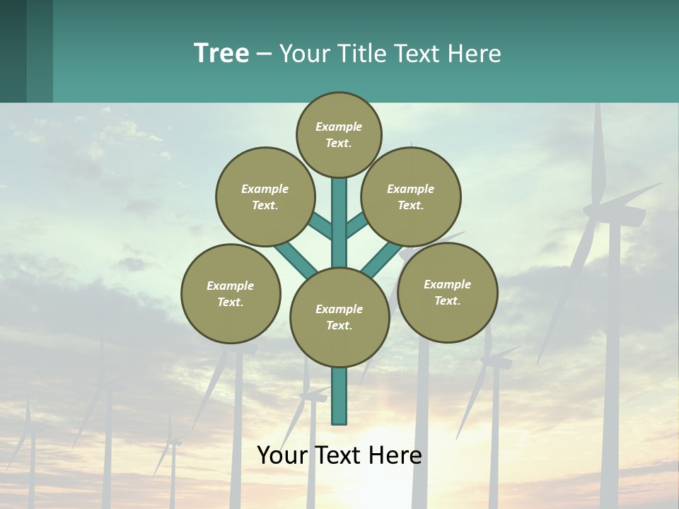 A Group Of Windmills With The Sun Setting In The Background PowerPoint Template
