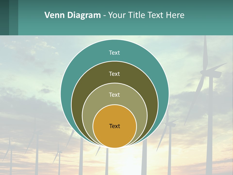 A Group Of Windmills With The Sun Setting In The Background PowerPoint Template