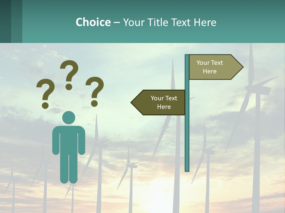 A Group Of Windmills With The Sun Setting In The Background PowerPoint Template