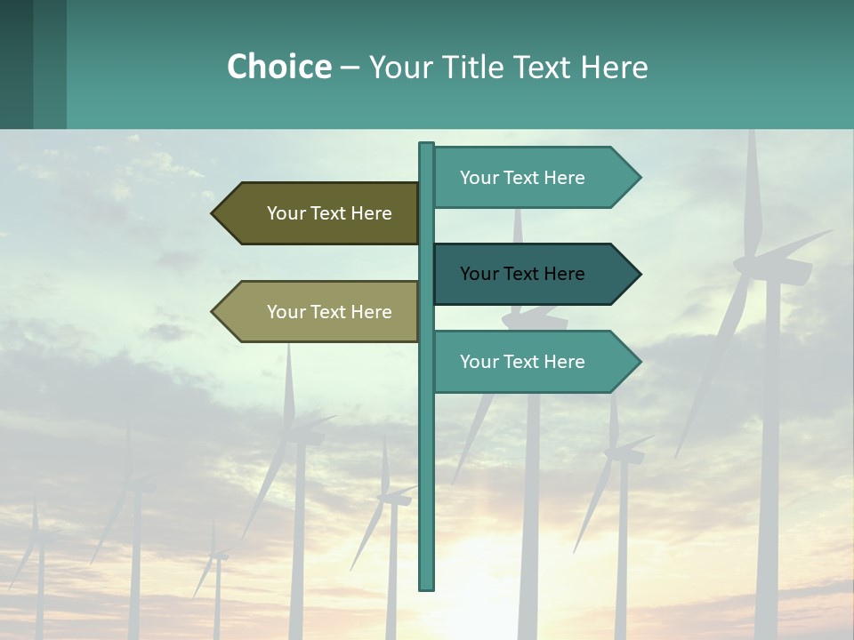A Group Of Windmills With The Sun Setting In The Background PowerPoint Template