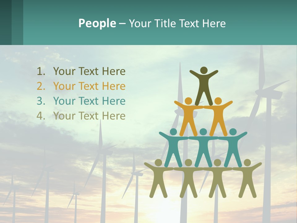 A Group Of Windmills With The Sun Setting In The Background PowerPoint Template