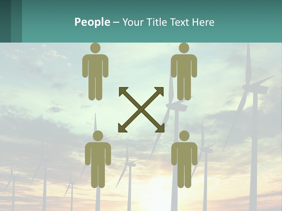 A Group Of Windmills With The Sun Setting In The Background PowerPoint Template