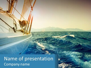 A Boat In The Ocean With A Sky Background PowerPoint Template