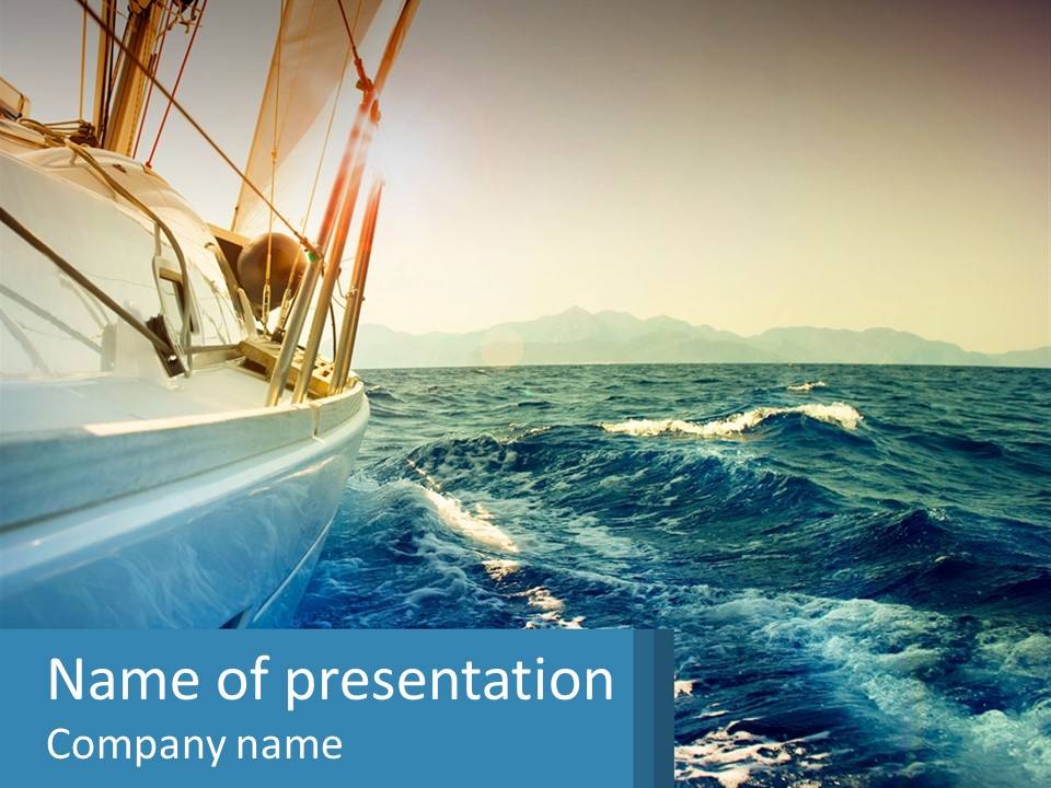 A Boat In The Ocean With A Sky Background PowerPoint Template