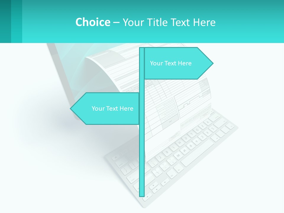 A Computer With A Sheet Of Paper On Top Of It PowerPoint Template