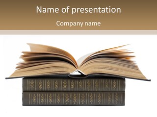 An Open Book On Top Of A Stack Of Books PowerPoint Template
