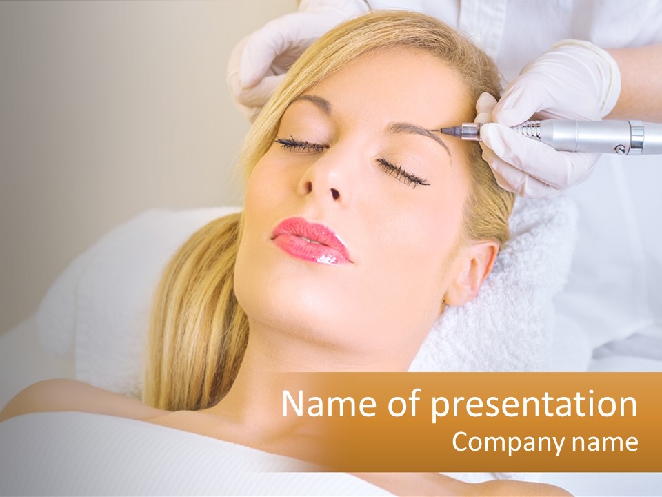 A Woman Getting Her Hair Done By A Hair Stylist PowerPoint Template