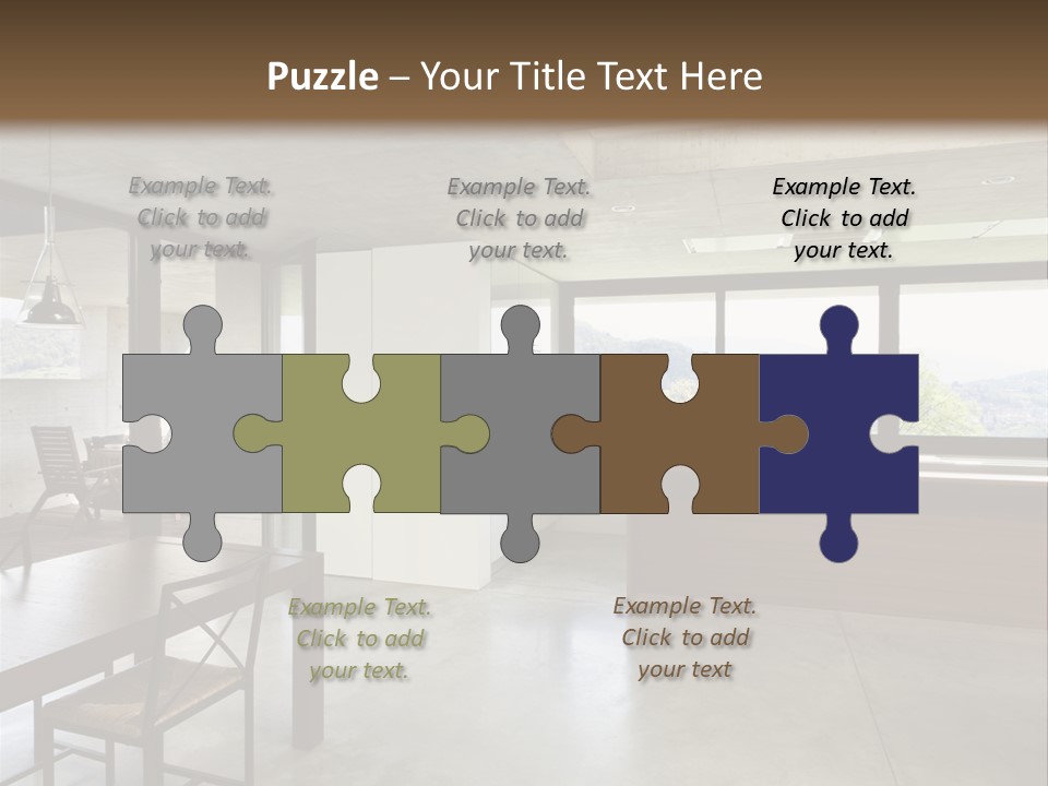 A Large Room With A Table And Chairs In It PowerPoint Template