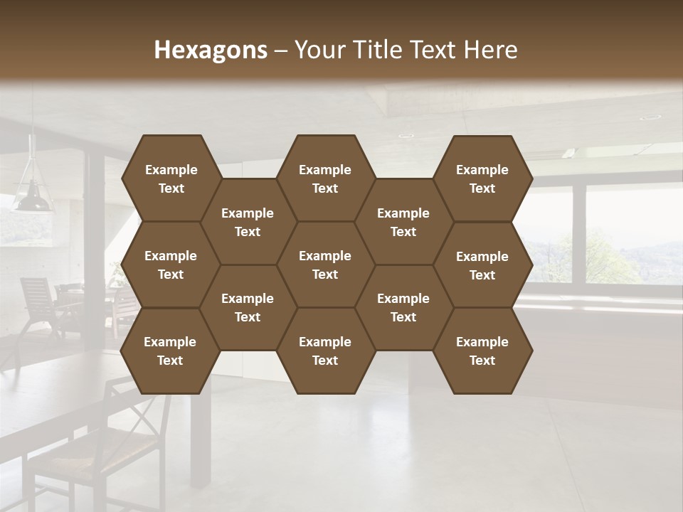 A Large Room With A Table And Chairs In It PowerPoint Template