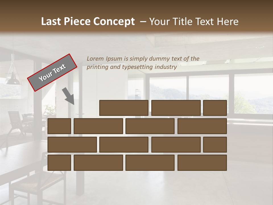 A Large Room With A Table And Chairs In It PowerPoint Template