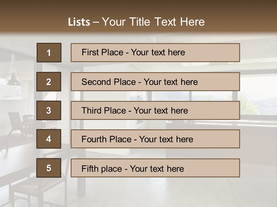 A Large Room With A Table And Chairs In It PowerPoint Template