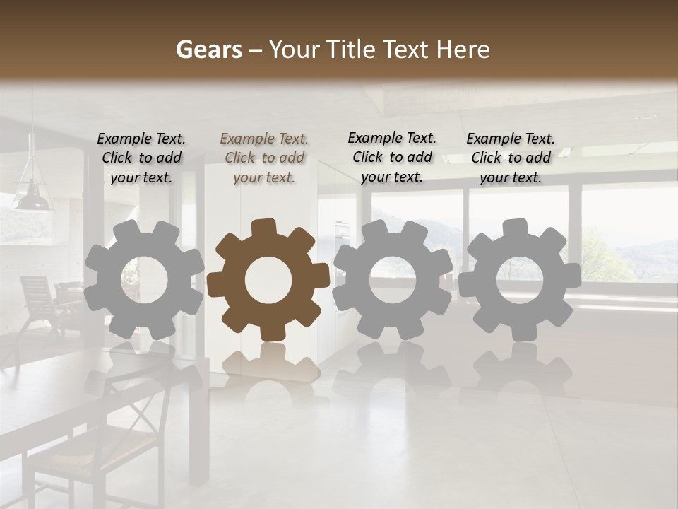 A Large Room With A Table And Chairs In It PowerPoint Template