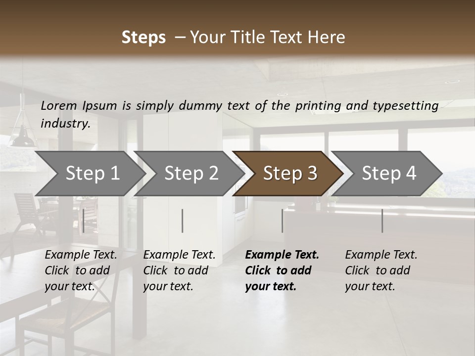 A Large Room With A Table And Chairs In It PowerPoint Template